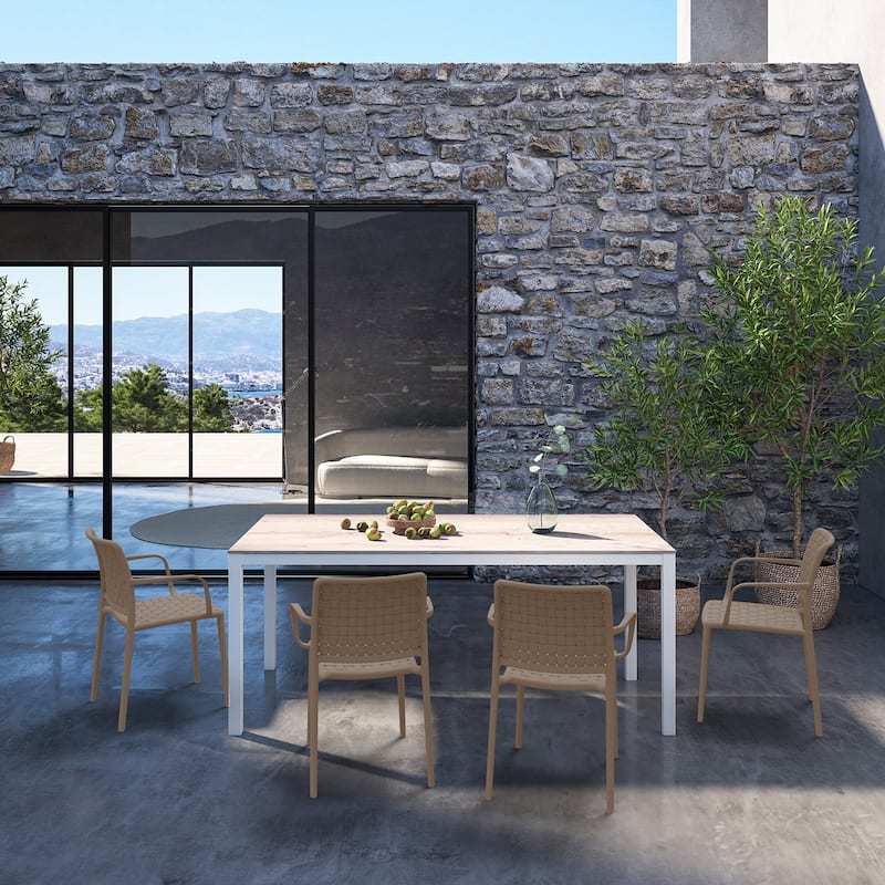 WRGHOME Modern Stacking Patio Dining Armchair Indoor/Outdoor (Set of 2) - 33.15'' H X 22.44'' W X 21.65'' D