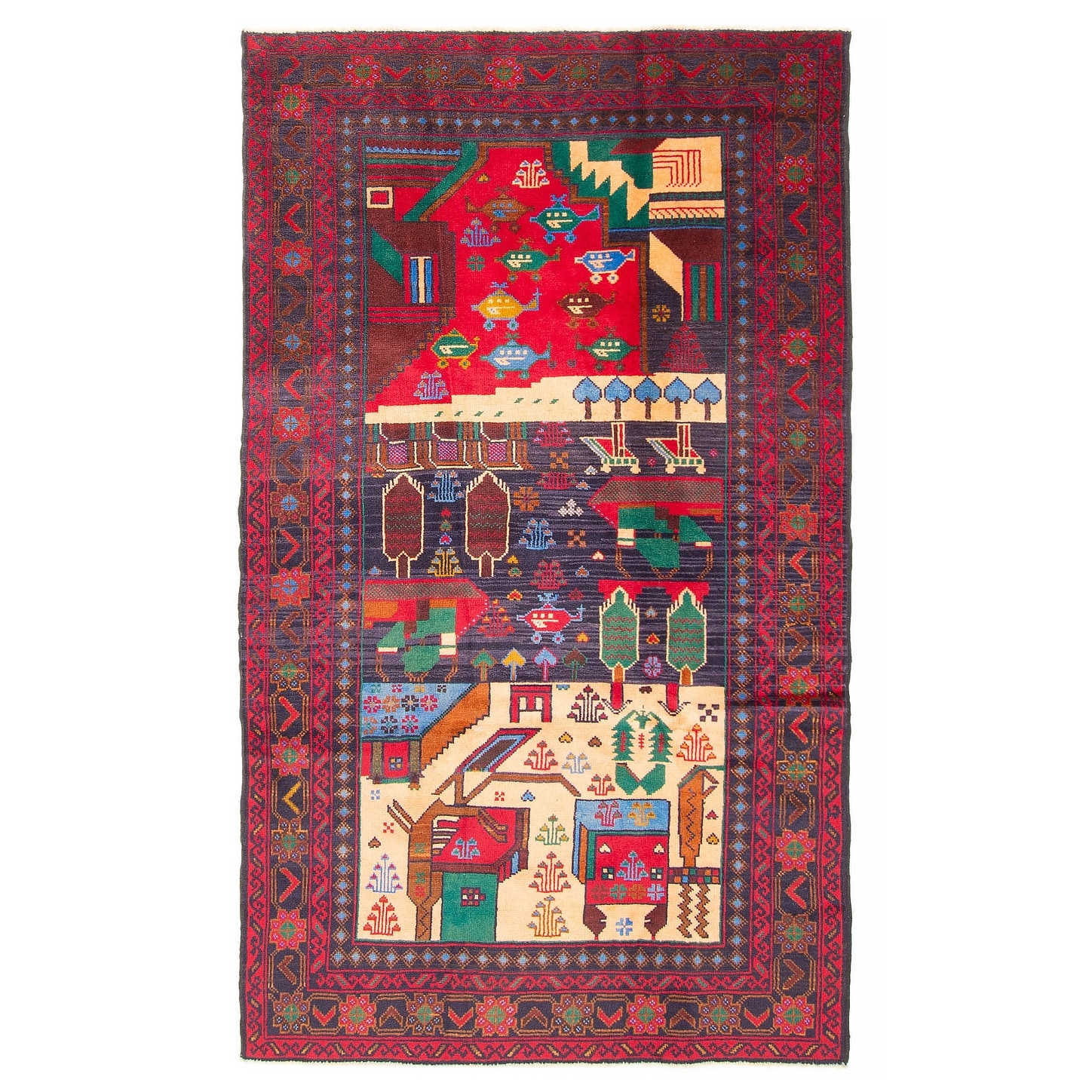 ECARPETGALLERY Hand-knotted Teimani Navy Wool Rug - 3'7 x 6'3