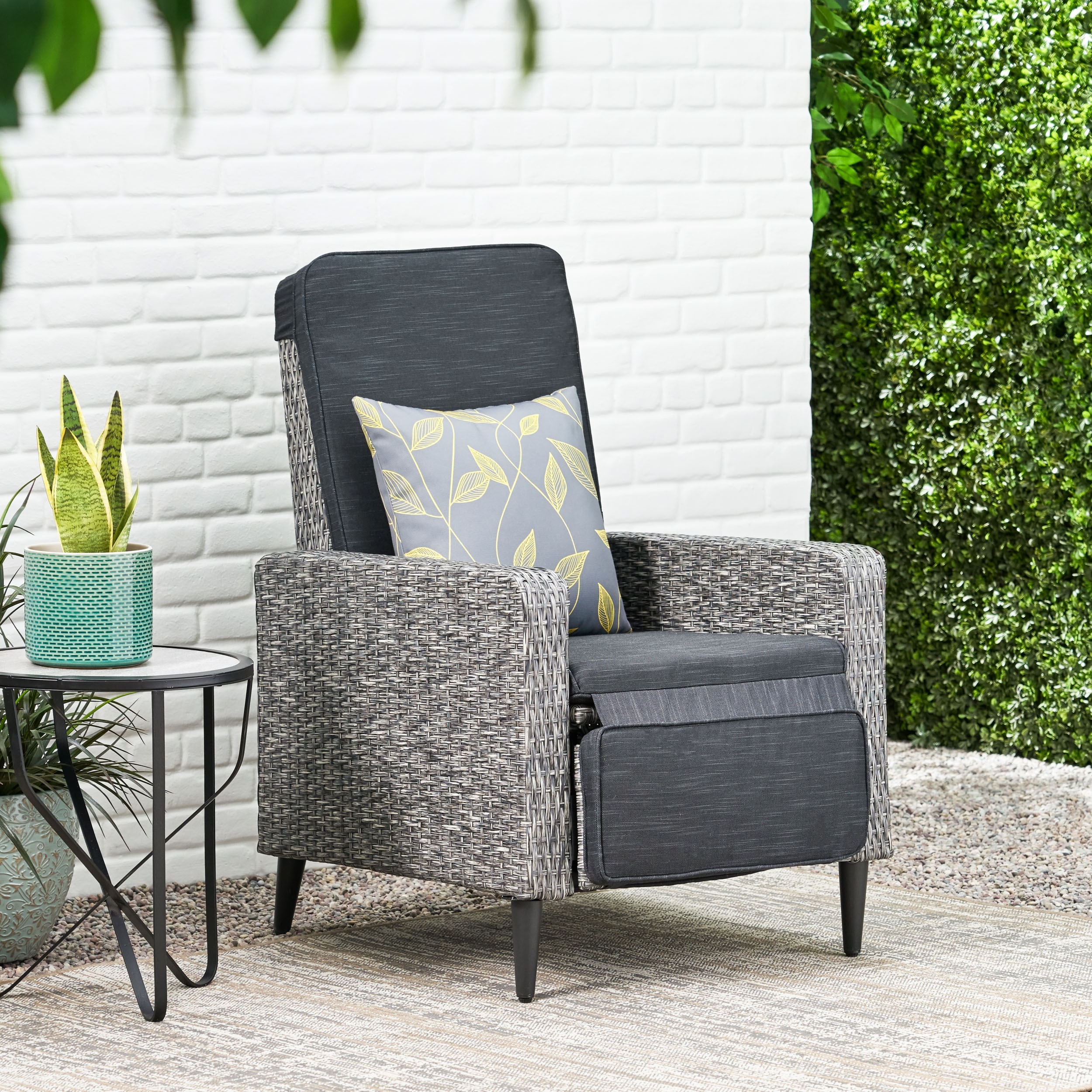 Brown wicker outdoor recliner rocking deals chair by christopher knight home