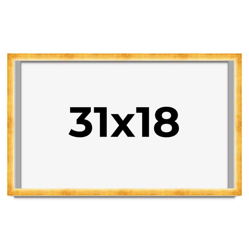 31x18 Shadow Box Frame Gold | 1.625 Inches Deep Real Wood Traditional