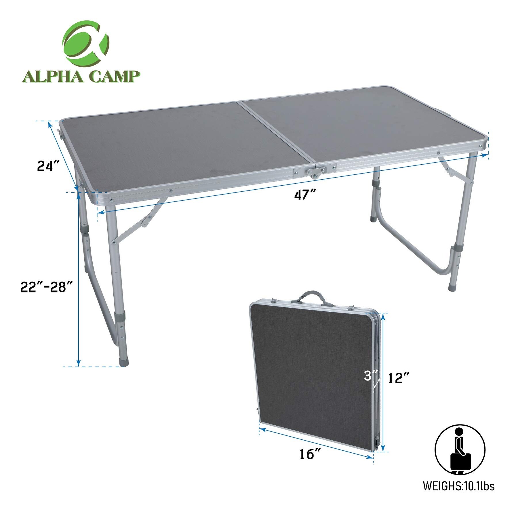 ALPHA CAMP Camping Table Outdoor Portable Table with Storage