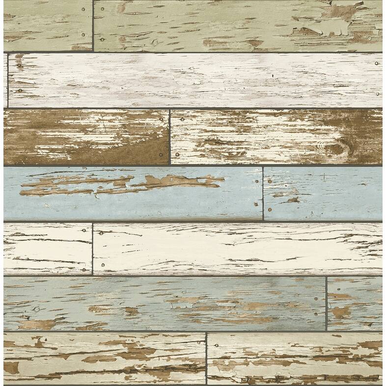 Brewster Siesta Key Multicolor Scrap Wood Wallpaper - 20.5in x 396in x 0.025in