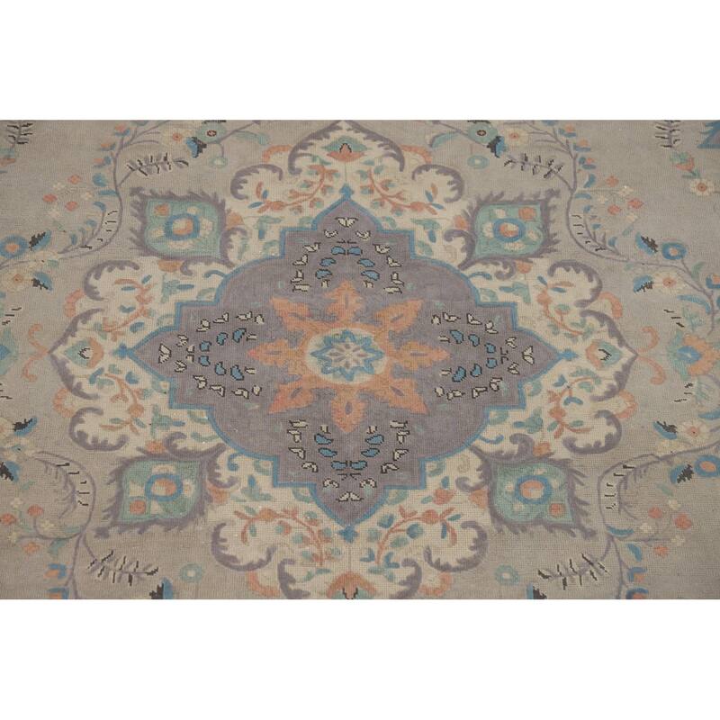 Tabriz Vintage Persian Area Rug Hand-Knotted Wool Carpet - 9'11" x 12'11"