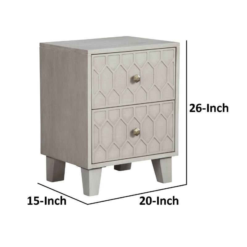 Light Gray 2 Drawer 20 in. W Nightstand with Sturdy Hardware and Ample Storage