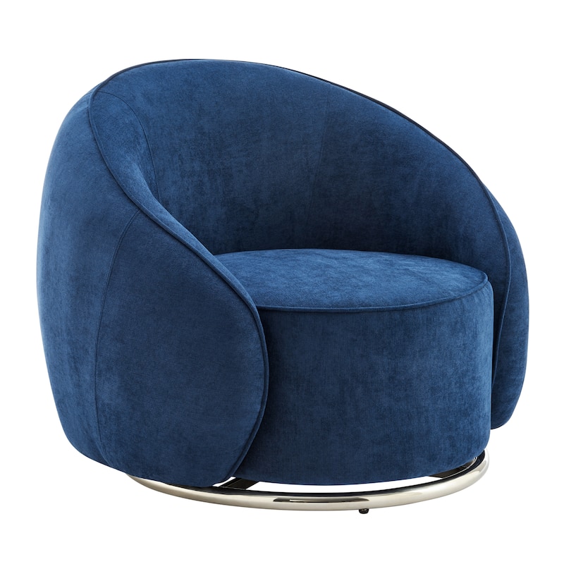 Sapphire Swing Luxury Swivel Blue and Chrome Accent Chair - Blue