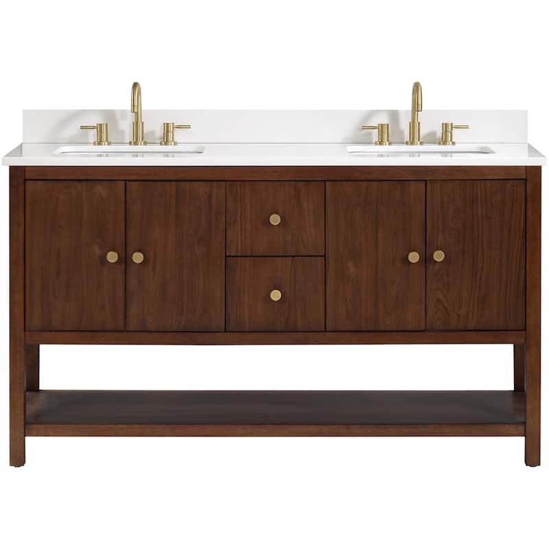Avanity ZOE-VS61 Zoe 61" Free Standing Double Basin Vanity Set with - Walnut - Wood Finish