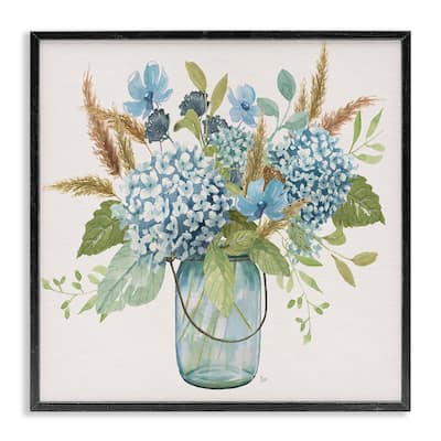 Stupell Hydrangea in Mason Jar Framed Giclee Art Design By Nan