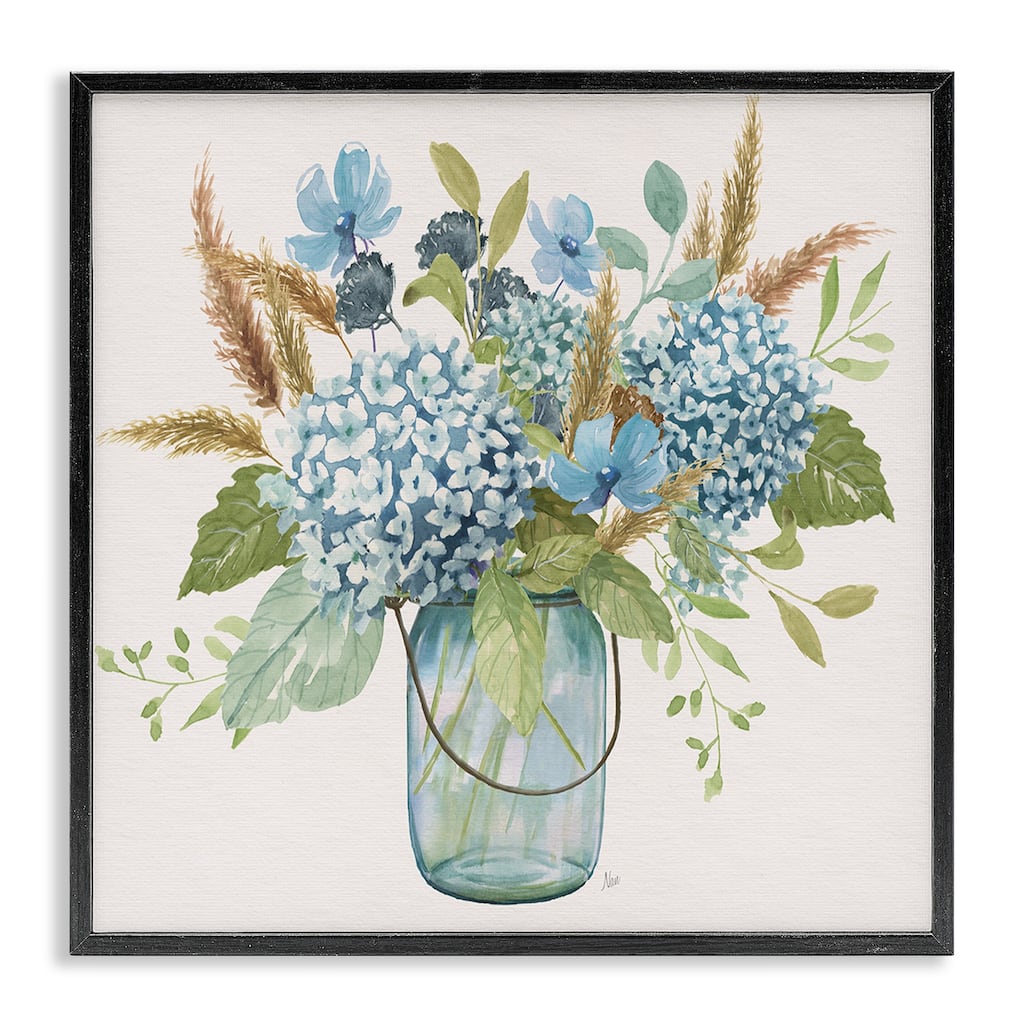 Stupell Hydrangea in Mason Jar Framed Giclee Art Design By Nan