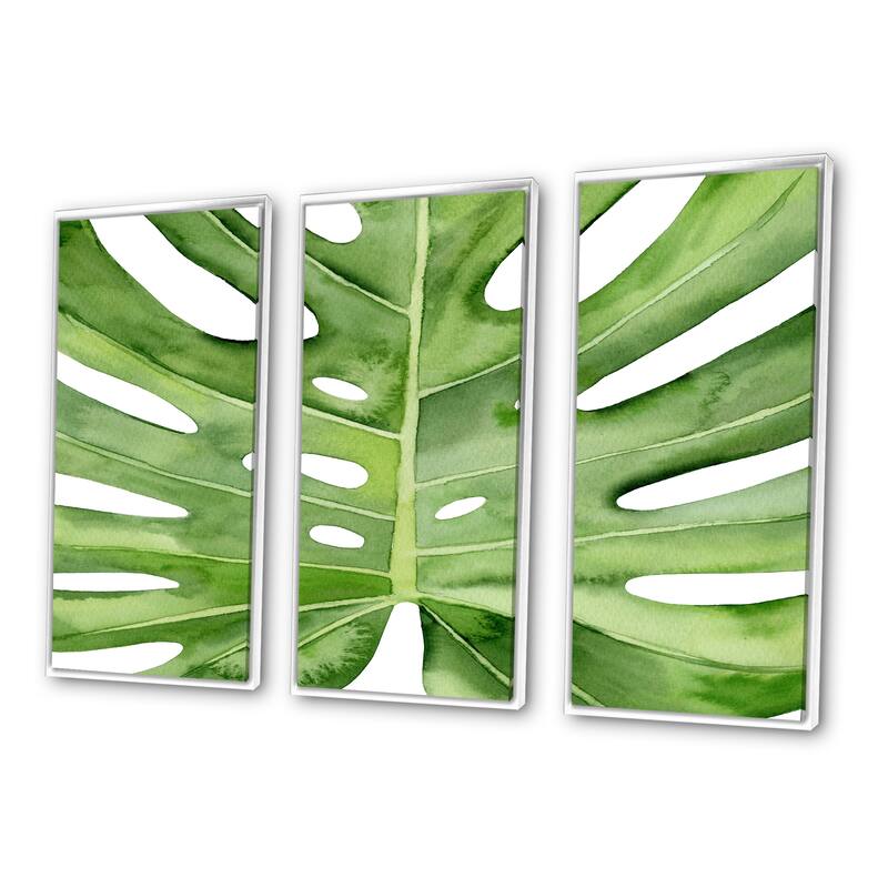 Designart "Green Monstera Leaf Tropical Palm Botanical Detail" Tropical