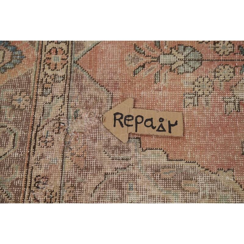 Orange Tabriz Persian Vintage Area Rug Handmade Wool Carpet - 7'9"x 11'0"