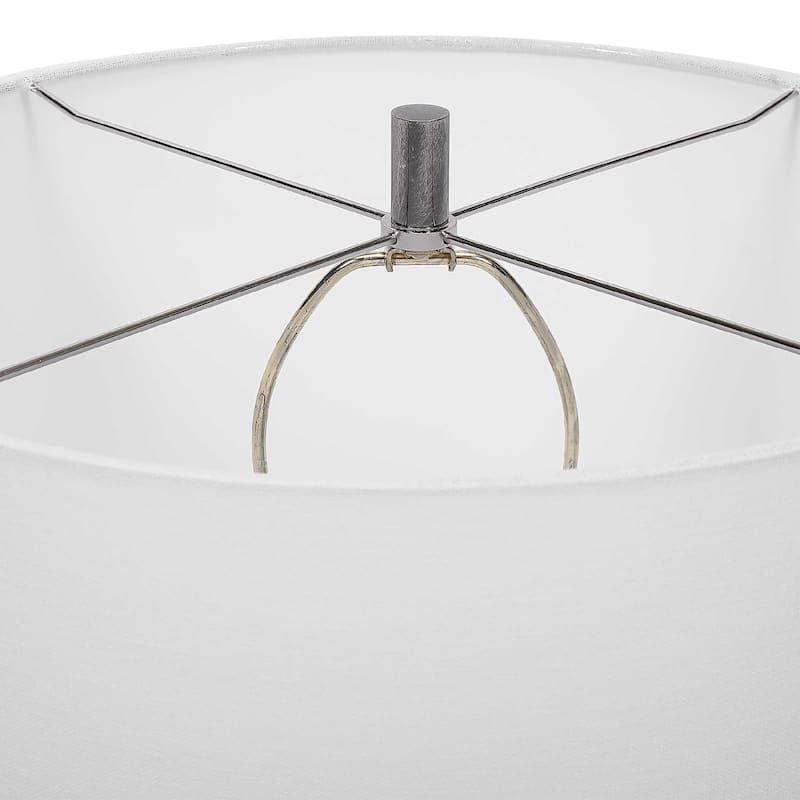Handcrafted Table Lamp with Drum Shade - 36" - Bronze Tone and White