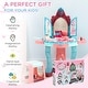 preview thumbnail 7 of 7, Qaba Self-Opening Mirror Design Kids Vanity Makeup Table Set with Chair and 31-Piece Collection, Imaginative Toy