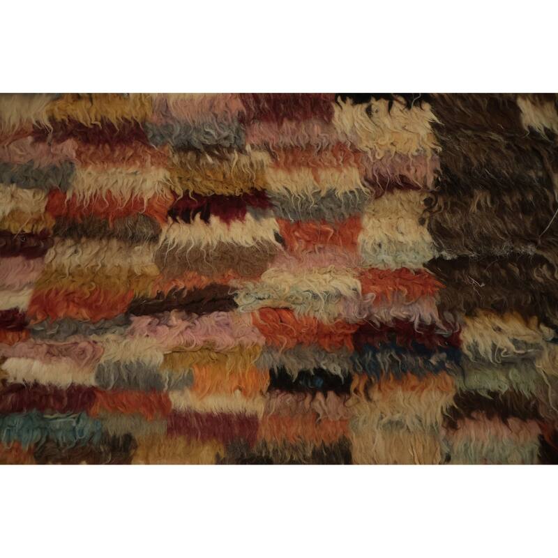 Hand Knotted Oriental 100% Wool Carpet Modern Tribal Brown Moroccan Area Rug - 9' 10'' X 6' 10''