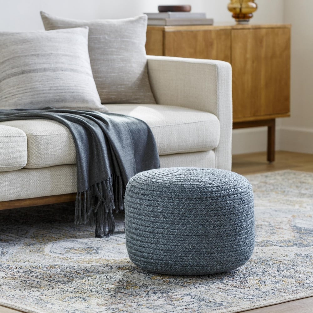 Livabliss Entwined Modern & Contemporary Solid Color Pouf