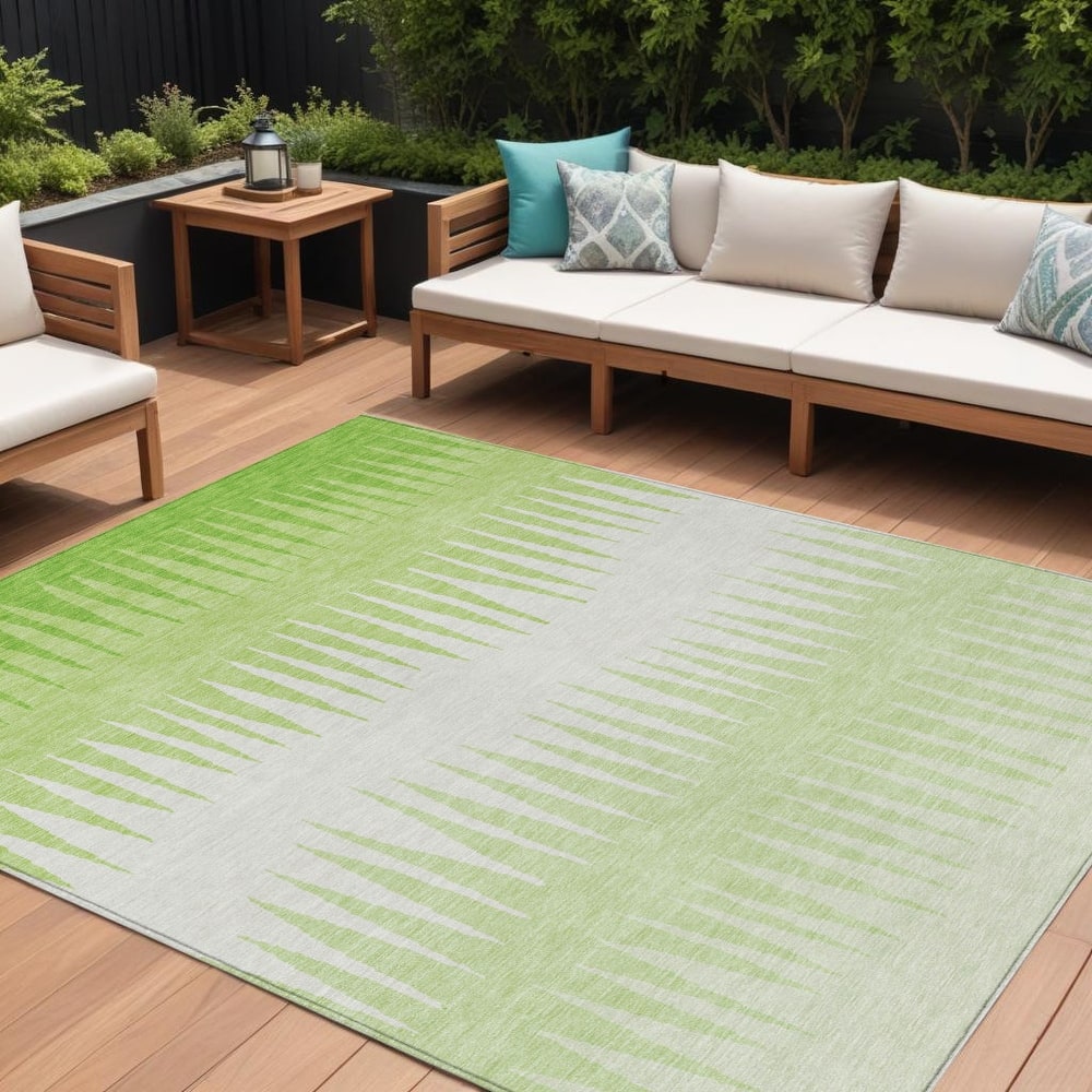 HomeRoots Striped Transitional Rectangle Outdoor Rug