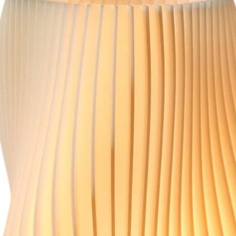 HomeRoots 9" Beige And Natural Wavy Geometric Battery Operated Table Lamp - 5.12 in. x 9.45 in. x 5.12 in.