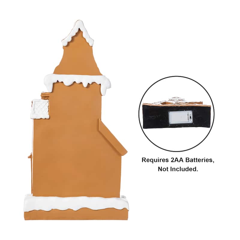 Glitzhome Lighted Christmas Gingerbread House Resin Village Xmas Table Decor Collectible Figurines