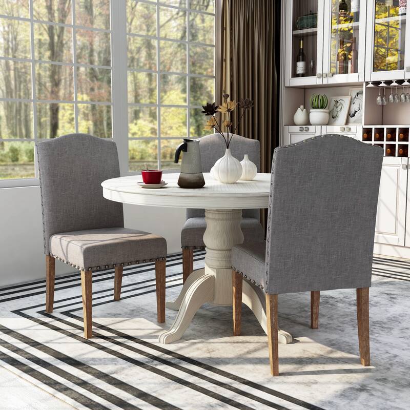 Yoss Traditional Fabric Dining Chairs (Set of 2) by Furniture of America - Grey