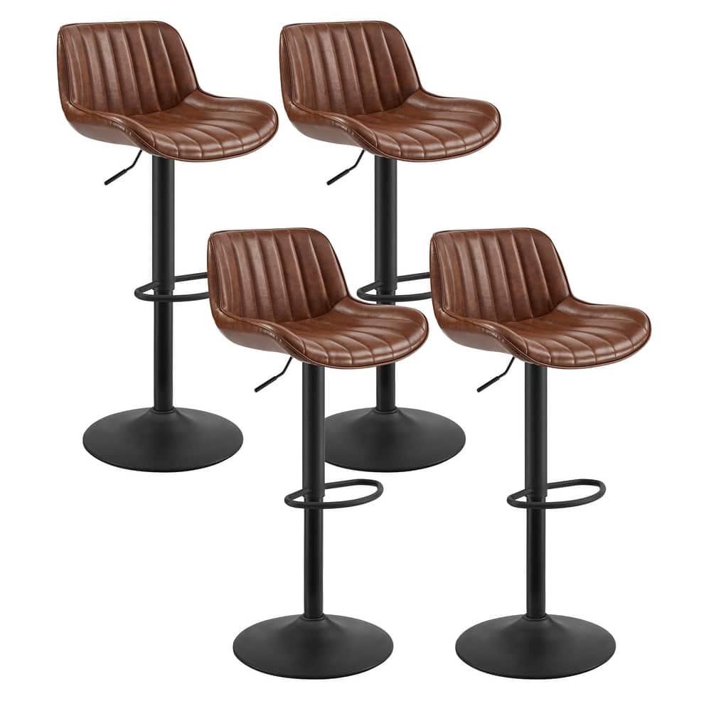 Art Leon Faux Leather Adjustable Swivel Barstool, Set of 4
