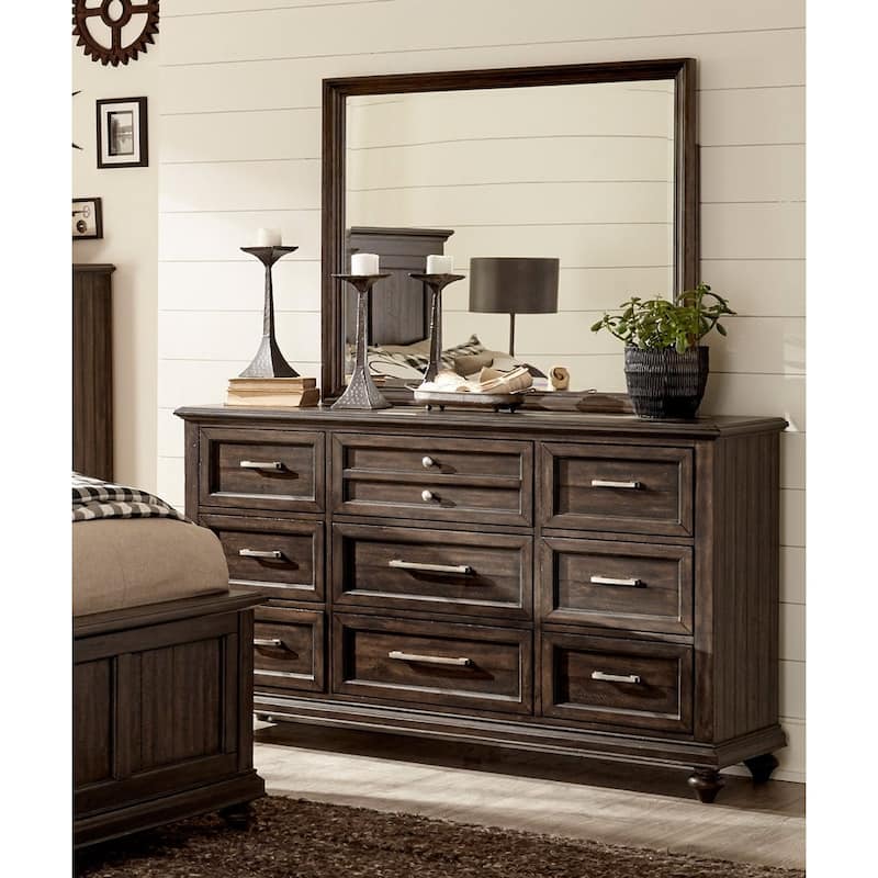 Transitional Bedroom 5pc Set Driftwood Charcoal Finish