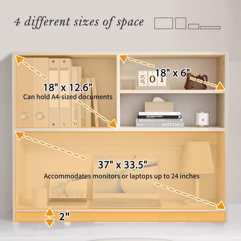 Desktop Shelf Bookshelf Storage for College Dorm Office Home, White