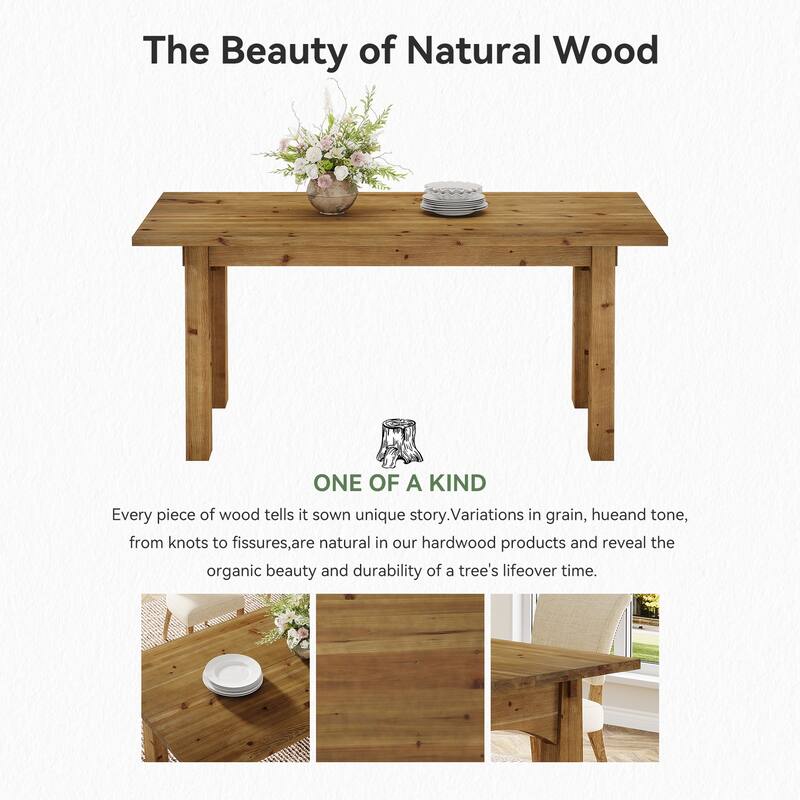 63-Inch Solid Wood Dining Table