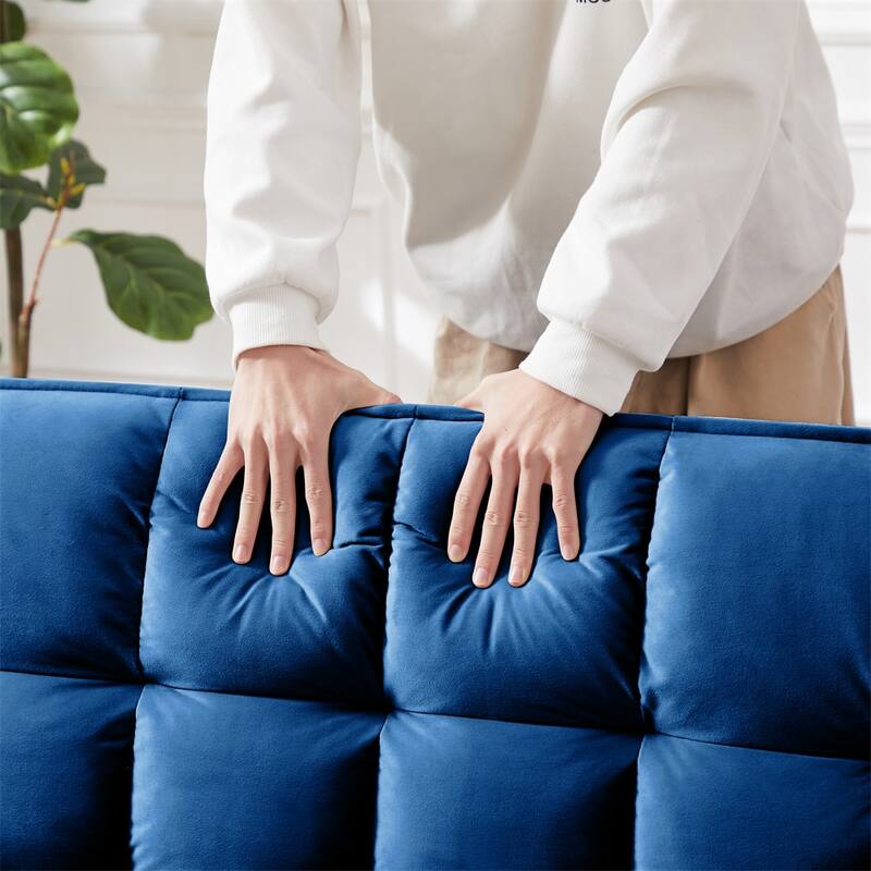 3-in-1 Modern Convertible Velvet Double Futon Sofa Bed with 2 Pillows