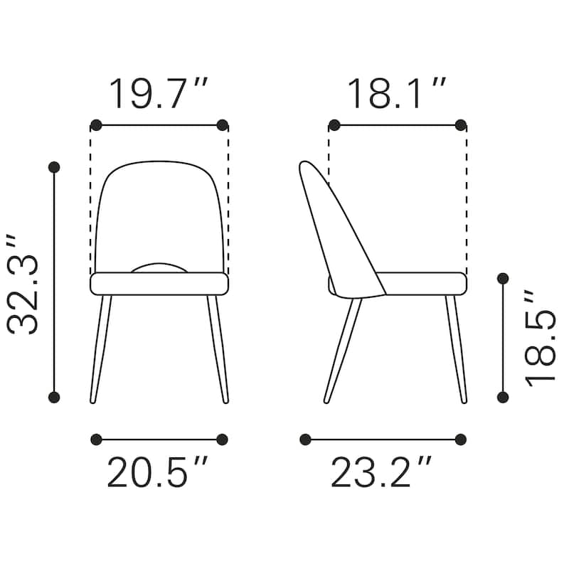 Teddy Dining Chair (Set of 2) - Product 1 (in) : 20.5" W x 23.2" D x 32.3" H