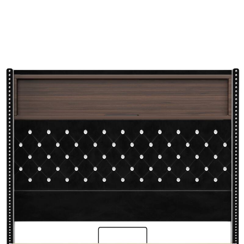 Luxurious Design Platform Bed Frame with USB Port and Night Light