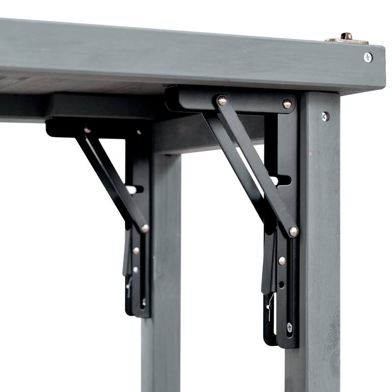 78.3 Inch Outdoor Grill Cart with Foldable Table Fir Wood Stainless Steel Top