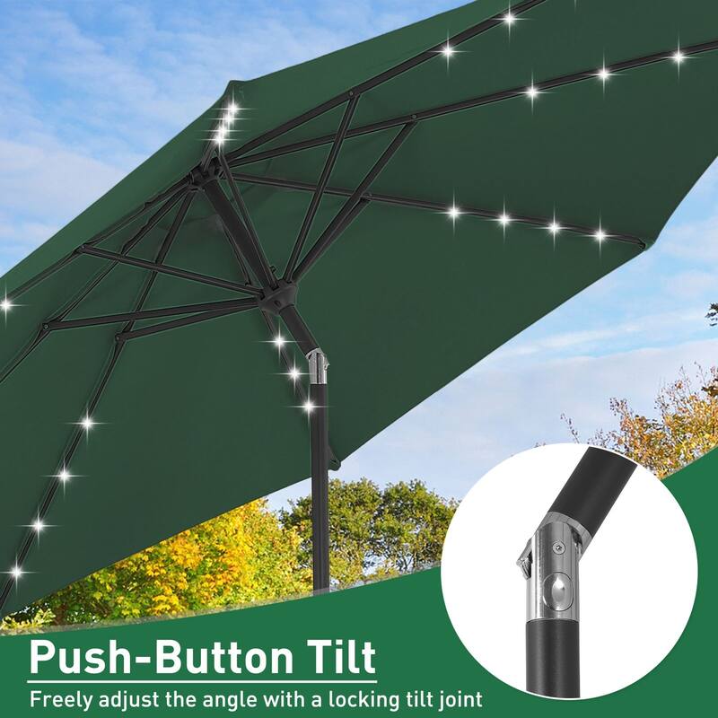 Autlaycil 10FT Solar Power LED Lights Patio Umbrella
