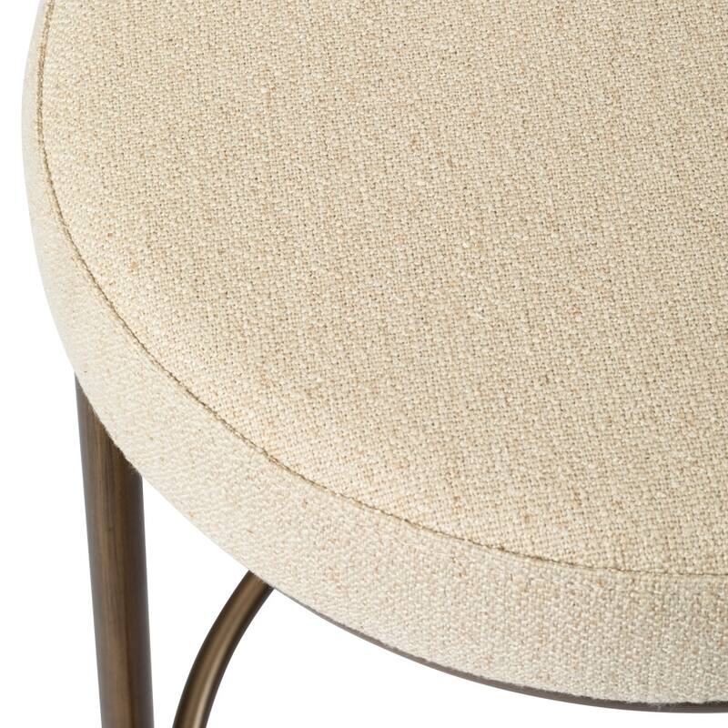 HomeRoots 26" Ivory and Antiqued Brass Fabric and Metal Backless Counter Height Bar Chair