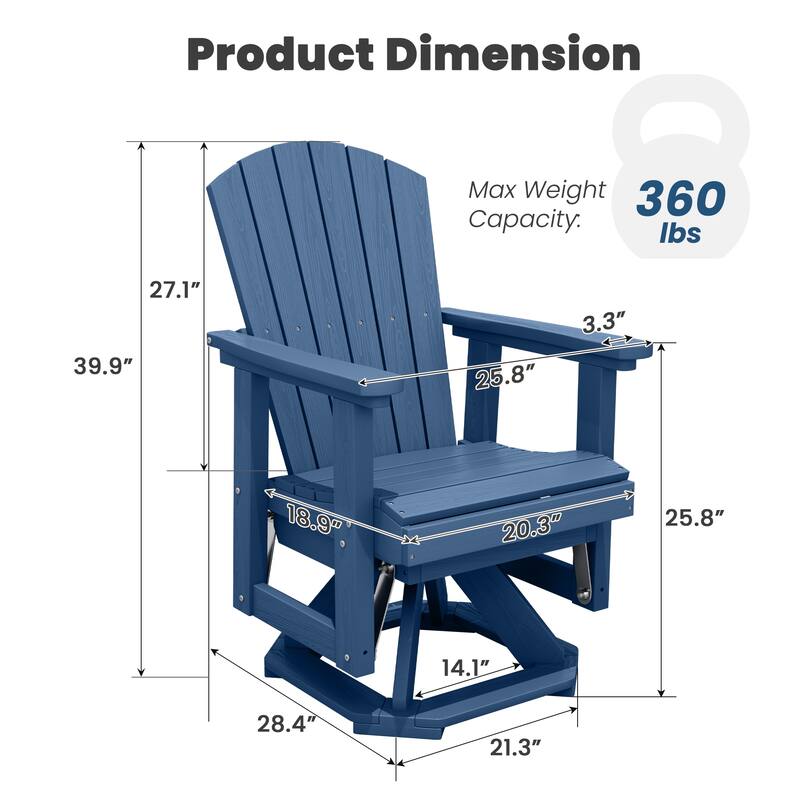 HDPE Adirondack Swivel Glider, Outdoor Patio Chair