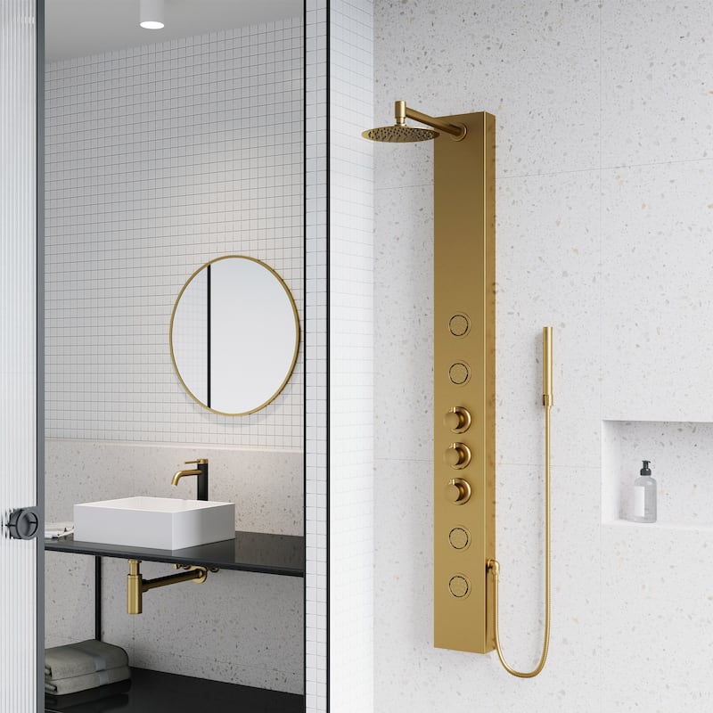 VIGO Ellington 59" H x 6" W 4-Jet Shower Panel with Round Shower Head