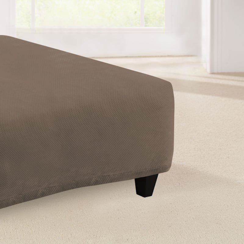 SureFit Stretch Pique Square Ottoman Slipcover