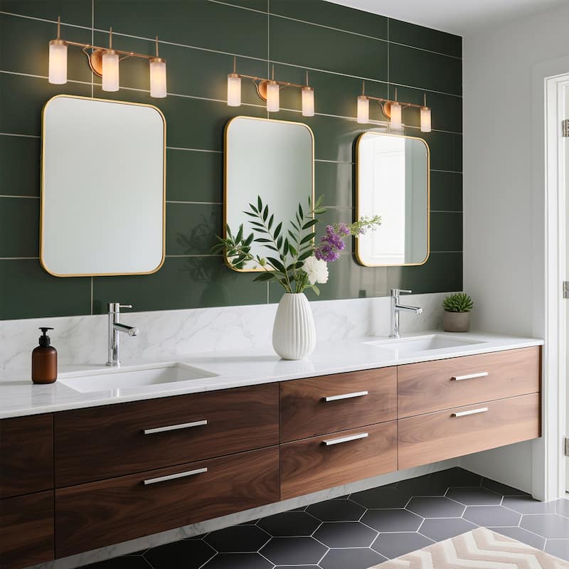 Modern Gold 3-Light Linear Bathroom Vanity Lights Frosted Glass Wall Sconces - 22" L x 5" W x 11" H