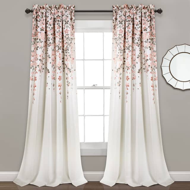 Lush Decor Weeping Flowers Room Darkening Curtain Panel Pair - 52"W x 84"L - Blush & Gray