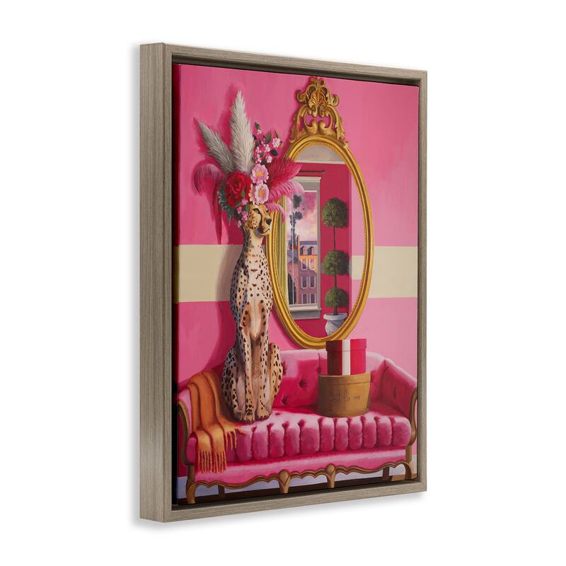 Stupell Sophisticated Leopard on Couch Framed Floater Canvas Wall Art Design By Heather Gauthier