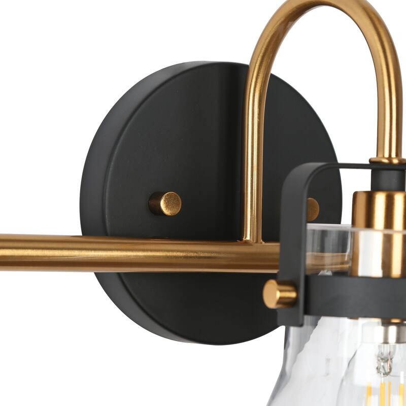 Mutch Modern Farmhouse 3-light Brass Bathroom Vanity Light Industrial Glass LED Dimmable Wall Sconce - L 23.6"* D 8.3"* H 9.8"