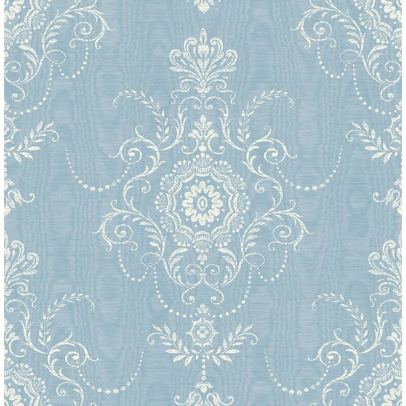 Seabrook Designs Colette Cameo Nonwoven Unpasted Wallpaper - 27 in. W x 27 ft. L - Bleu Bisque