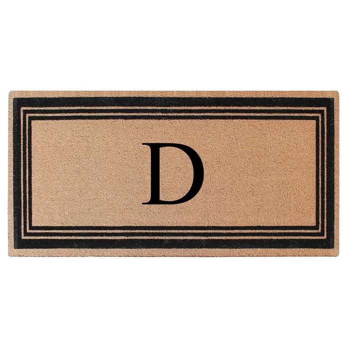 A1HC Natural Coir Monogrammed Flock Anti shed Treated Durable Doormat BlackBeige - 36"X72" - D