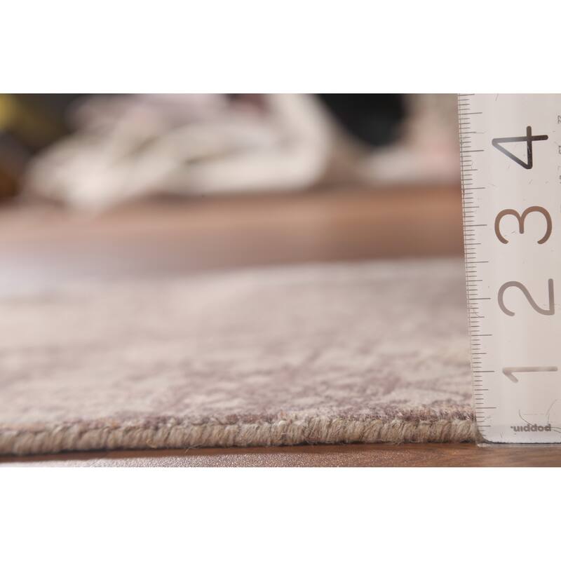 Beige Geometric Modern Oriental Accent Rug Handmade Wool Carpet - 2'1"x 3'9"