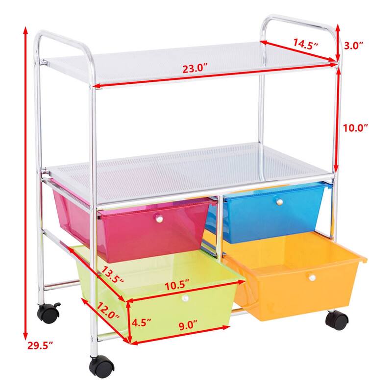 Costway 4Drawer Rolling Storage Cart shelf Scrapbook Paper Office - See Details