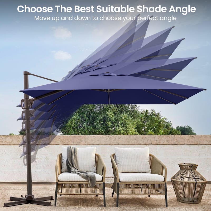 Pellebant 9 FT x 12 FT Outdoor Patio Cantilever-Offset Umbrella with Base
