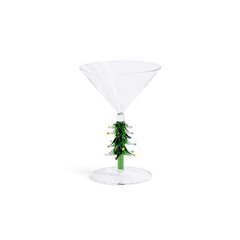 Treetop Cheers Martini Glasses - Holiday Stemware, Set of 4 - Green