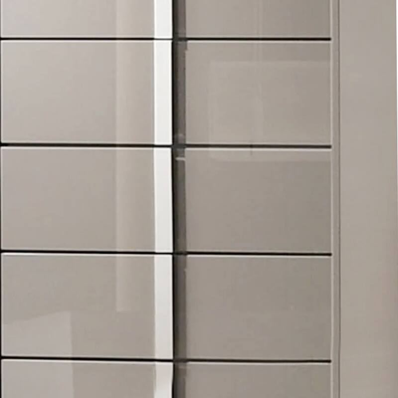 Suni Tall Dresser Chest, Light Taupe Wood with UV Finish, 5 Drawers