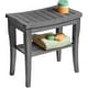 preview thumbnail 24 of 27, Bamboo Shower Bench Spa Stool - Wood 2-Tier Seat, Foot Rest Shaving Stool with Non-Slip Feet + Storage Shelf Grey
