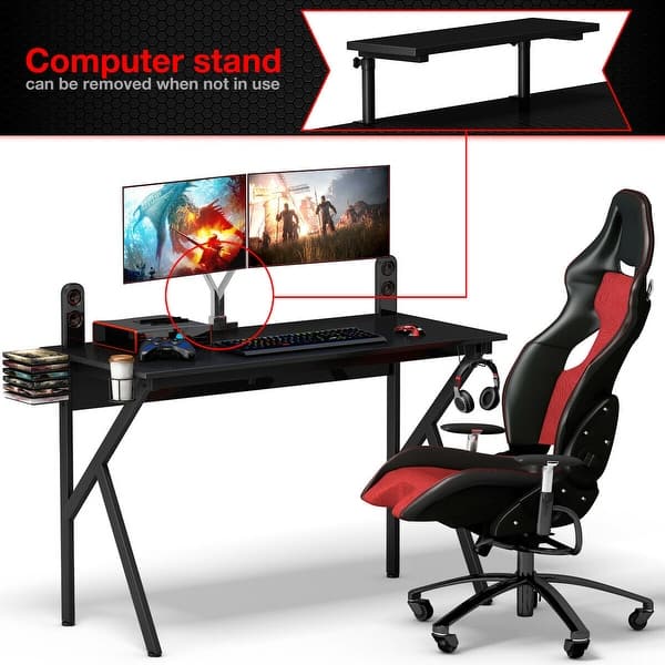 Gymax Gaming Desk Computer Desk Pc Table Workstation With Cup Holder On Sale Overstock 28080411