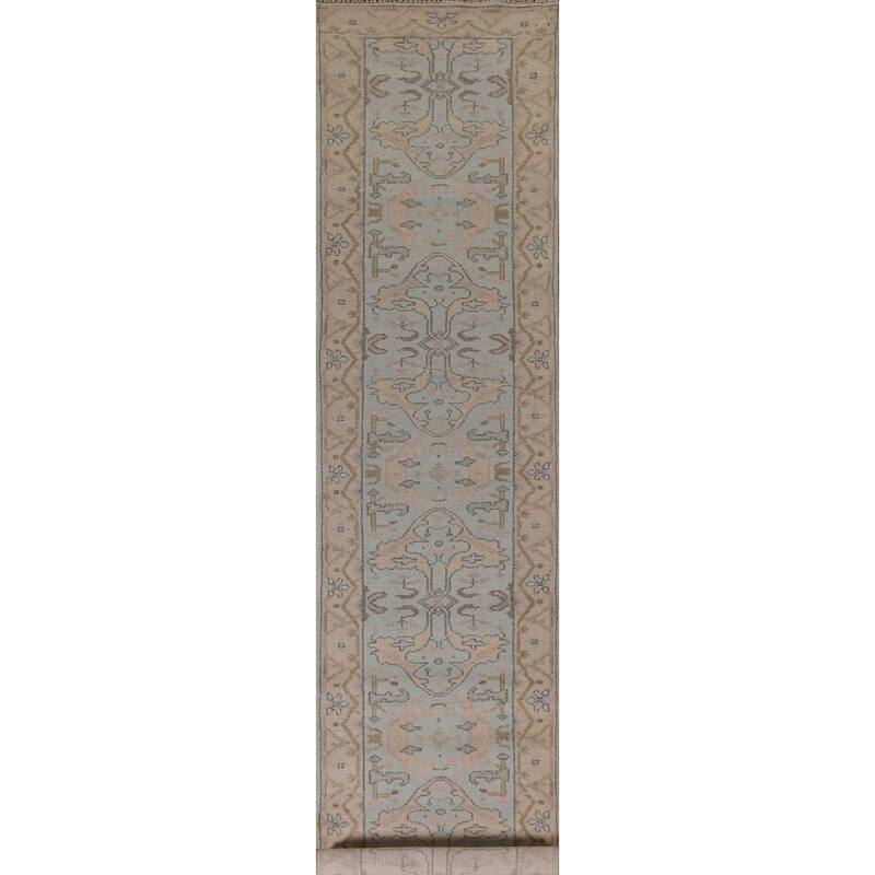 Oushak Oriental Runner Rug Hand-knotted Wool Carpet - 2'8"x 16'0"