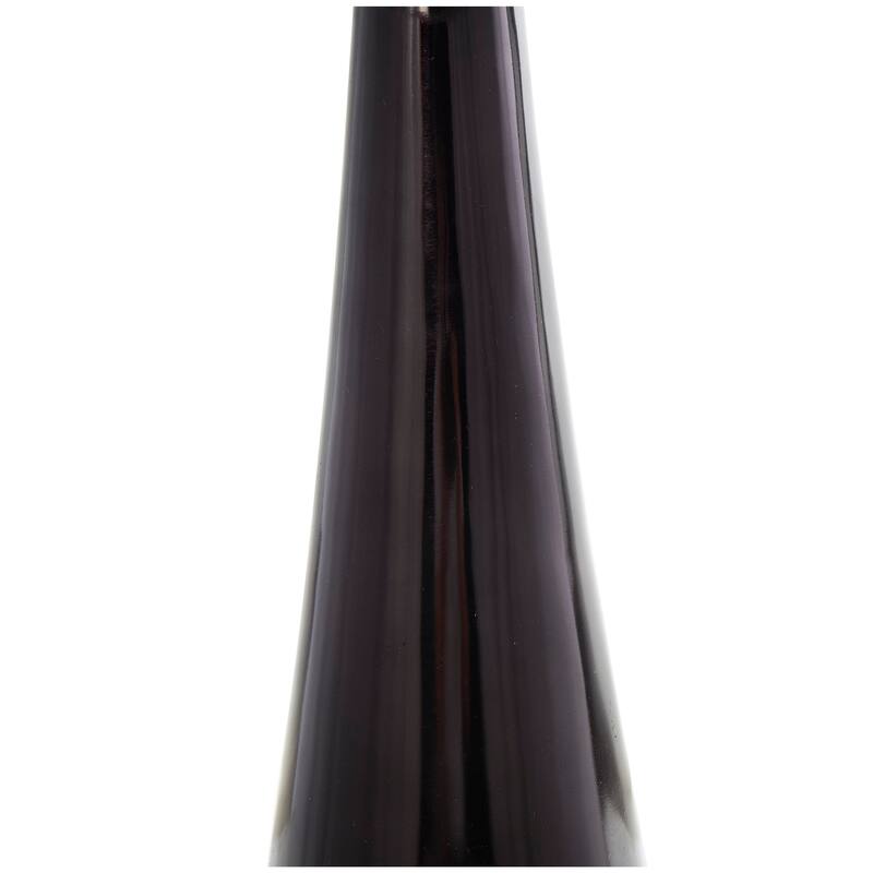 Gold or Black Aluminum Cone Geometric Accent Table with Textured Glass Tabletop